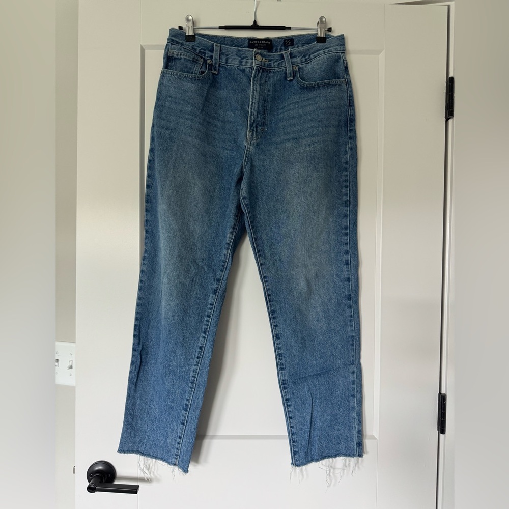 Lucky Brand Blue Ankle Jeans Raw Edge Size 12